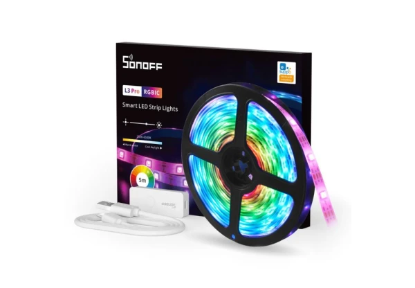Sonoff L3 Pro RGBIC okos LED szalag készlet (5 m RGBIC LED szalag, WiFi+Bluetooth okosvezérlés, tápegység) SON-LAM-L35PRO Okosizzók, okos LED világítás, okos LED vezérlés