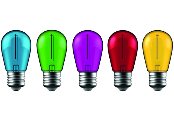 Avide Dekor LED Filament fényforrás 1W E27 (Zöld/Kék/Sárga/Piros/Lila) Dekor LED