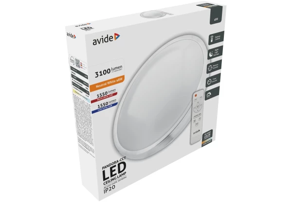 Avide LED Mennyezeti Lámpa Pandora-CCT (Alu) 48W (24+24) Távirányítóval Távirányítós
