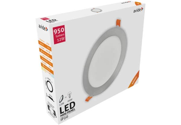 Avide LED Beépíthető Kerek Mennyezeti Lámpa ALU Szatén Nikkel 12W NW 4000K Kerek