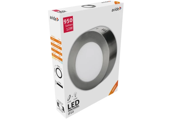 Avide LED Falra Szerelhető Kerek Mennyezeti Lámpa ALU Szatén Nikkel 12W NW 4000K Kerek