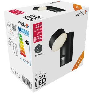 Avide kültéri fali lámpa Siraz LED 12W NW mozgásérzékelővel IP54 Integrált LED