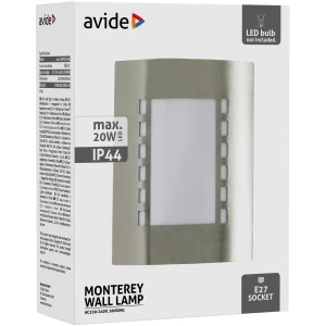 Avide kültéri fali lámpa Monterey 1xE27 IP44 Szatén Nikkel Betekerhető