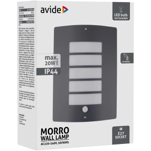 Avide kültéri fali lámpa Morro 1xE27 PIR IP44 Antracit Betekerhető