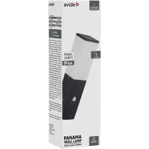 Avide kültéri fali lámpa Panama 1xE27 PIR IP44 Fekete Betekerhető