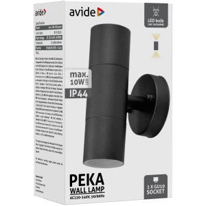 Avide kültéri fali lámpa Peka 2xGU10 IP44 Fekete Betekerhető