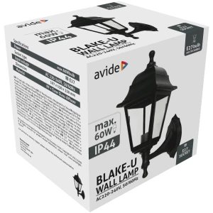 Avide Kültéri Fali Lámpa Blake-U 1xE27 Fekete IP44 Betekerhető