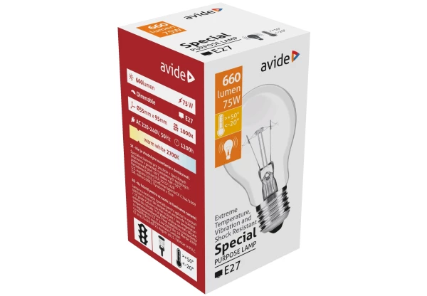 Speciális Izzó A55 75W E27 WW (Avide hőálló) Belföld