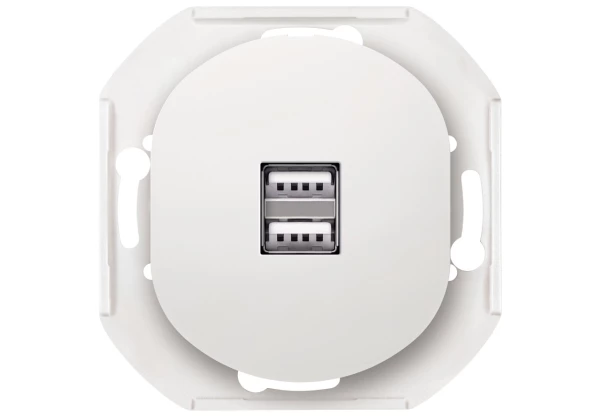 EON fedőkeret-mentes 2xUSB töltő, 2,1A 5V, fehér Adatátviteli aljzatok