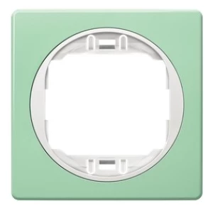 EON egyszeres fedőkeret 80×80, soft-touch fekete, fehér tartóval 1 részes 80x80