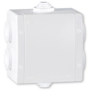 POWER falra szerelhető 6 kábelbevezetős elosztódoboz IP54, 80×80 500V, fehér Power