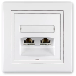 PRESTIGE kommunikációs adataljzat 2xRJ456 Cat6 UTP, fehér Prestige