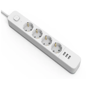 Entac D2 Elosztó 4 Foglalat Kapcsolóval 1.5m 3xUSB A 3G1.5 Kapcsolós