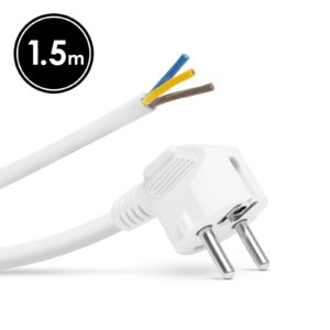 Hálózati szerelhető tápkábel dugóval – 1,5 m kábellel – 3 x 1,5 mm² – fehér  05941A