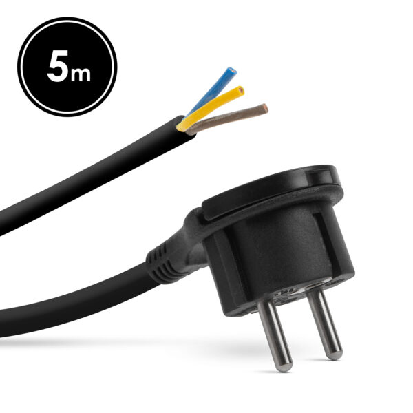 Szerelhető hálózati dugó – műanyag füllel – 5 m kábellel – 3 x 1,5 mm2 – fekete  05942C Dugaljak, dugvillák és aljzatok