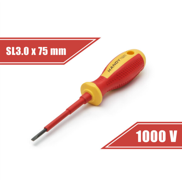 Csavarhúzó – 0,5 x 3.0 x 75 mm – 1000V-ig szigetelt 10560 Kézi szerszámok Csavarhúzó – 0,5 x 3.0 x 75 mm – 1000V-ig szigetelt 10560 Kézi szerszámok