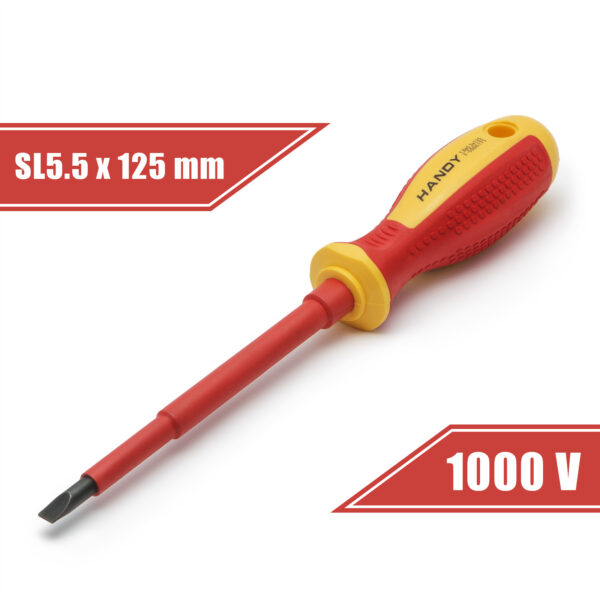 Csavarhúzó – 1 x 5,5 x 125 mm – 1000V-ig szigetelt 10563 Kézi szerszámok Csavarhúzó – 1 x 5,5 x 125 mm – 1000V-ig szigetelt 10563 Kézi szerszámok