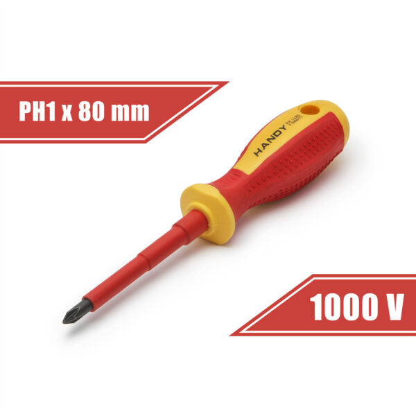 Csavarhúzó – PH1 x 4,5 x 80 mm – 1000V-ig szigetelt 10567 Kézi szerszámok Csavarhúzó – PH1 x 4,5 x 80 mm – 1000V-ig szigetelt 10567 Kézi szerszámok