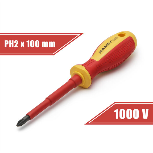 Csavarhúzó – PH2 x 6 x 100 mm – 1000V-ig szigetelt 10569 Kézi szerszámok Csavarhúzó – PH2 x 6 x 100 mm – 1000V-ig szigetelt 10569 Kézi szerszámok