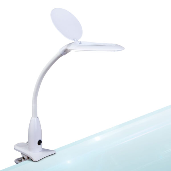 Asztali LED lámpa – nagyítóval – csipeszes – fehér  10800 Egyéb világítás