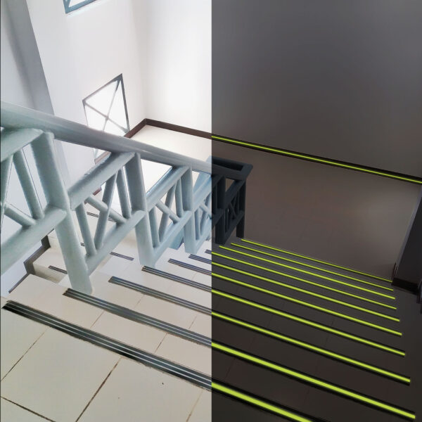 Ragasztószalag – csúszásmentes – 5 m x 50 mm – foszforeszkáló / fekete  11088C Ragasztószalagok