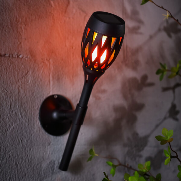 LED-es szolár lámpa – leszúrható / fali / szabadonálló – lángeffekt – 12 sárga LED – 90 x 410 mm  11262D Szolár