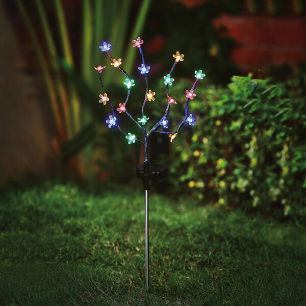 Leszúrható szolár virág – 20 színes LED – 65 cm  11274 Kültéri világítás