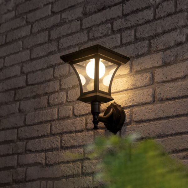 LED-es szolár lámpa – fali – 21 x 21 cm – 8 LED – fekete – melegfehér  11404A Szolár