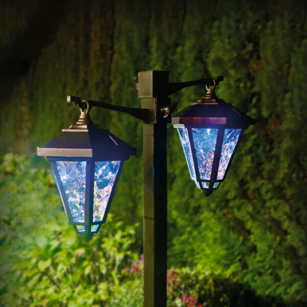 LED-es szolár lámpa – kandeláber – 137 cm – fekete – hidegfehér  11404B Kültéri világítás