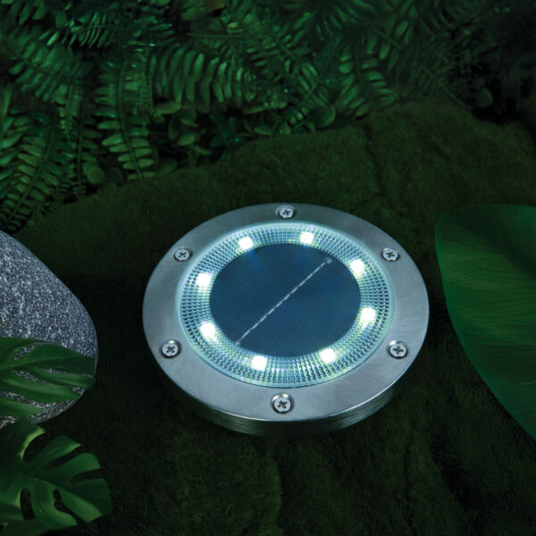 LED-es leszúrható / fali szolár lámpa – kör alakú – SMD LED – hidegfehér – 12 cm  11440F Szolárok
