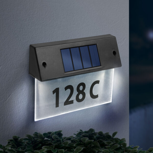 Szolár házszámfény – átlátszó plexi – hidegfehér LED – 22 x 16,5 x 5 cm  11446C Szolár