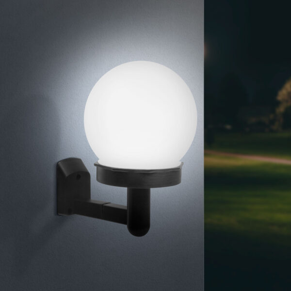 LED-es szolár fali lámpa – hidegfehér – fekete – műanyag  11710 Szolár