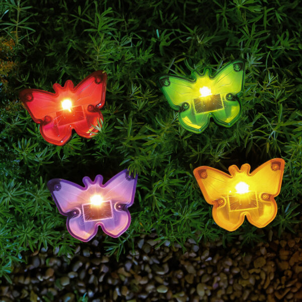 Leszúrható LED szolár – pillangók – színes – fekete – műanyag – 9 x 9 x 8,5 cm  11732B Szolár