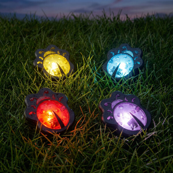 Leszúrható LED szolár – katica – színes – fekete – műanyag – 9 x 9 x 8,5 cm  11732C Szolár