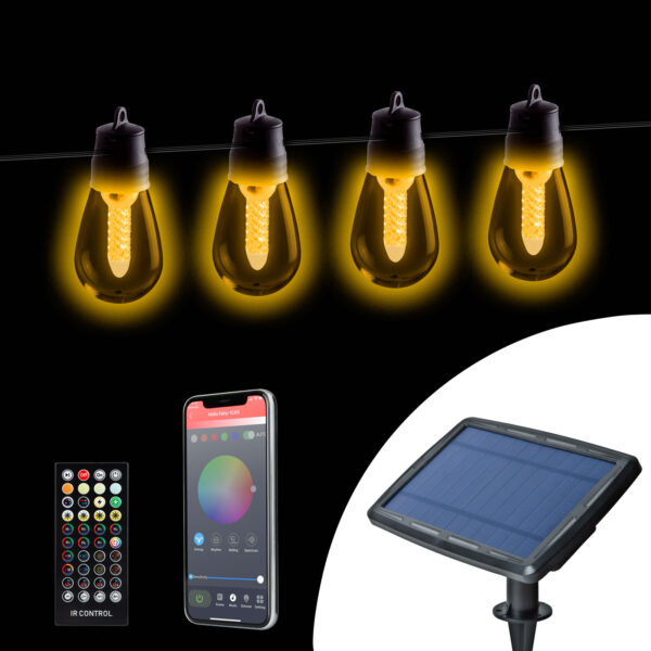 Smart szolár fényfüzér – 25 db fehér LED – állítható színhőmérséklet – 13,6 m – bluetooth  11744 Kültéri világítás