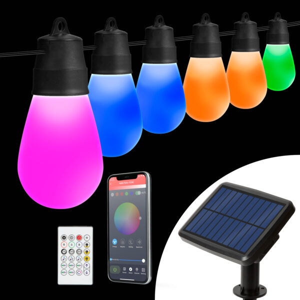 Smart szolár fényfüzér – 30 db RGBIC LED – 13 m – bluetooth  11747 Szolárok