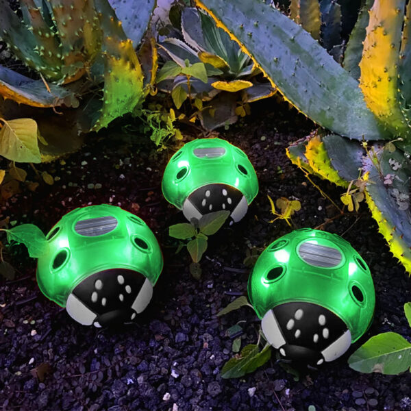 Szolár katicabogár – zöld – 14,5 x 12 x 6 cm – 6 melegfehér LED  11764B Szolár