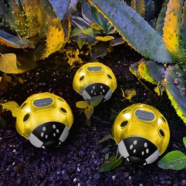 Szolár katicabogár – sárga – 14,5 x 12 x 6 cm – 6 melegfehér LED  11764C Kültéri világítás