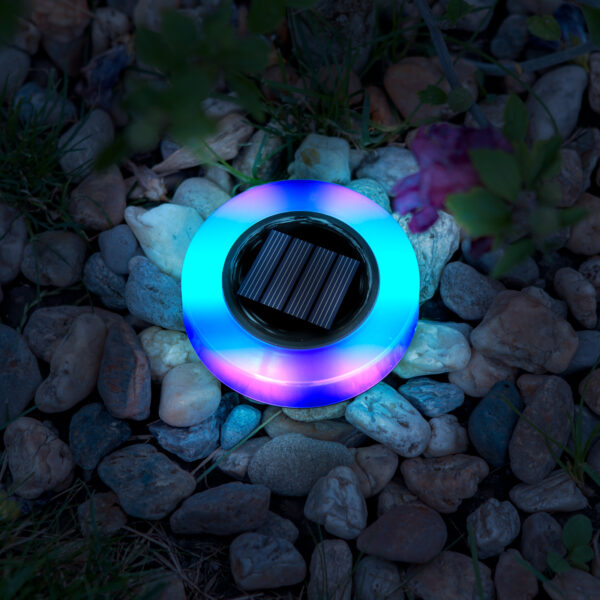 LED-es leszúrható szolár lámpa – kör alakú – RGB színes LED – 105 x 128 mm  11766A Szolárok