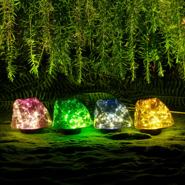 Leszúrható szolár lámpa – kavics forma – színes – 140 x 120 x 120 mm – melegfehér LED  11768B Kültéri világítás