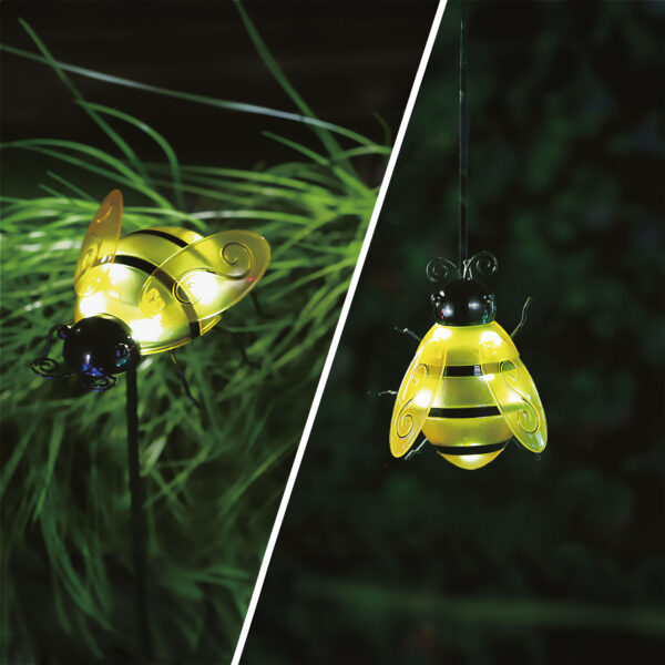 Szolár lámpa – méhecske – leszúrható / csipeszes – sárga – 15 x 7 x 16 cm – 6 LED  11771B Szolárok