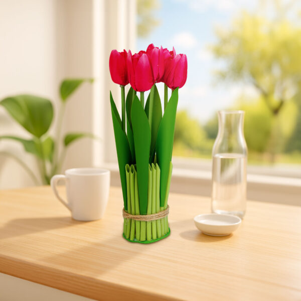 Műnövény dekoráció – tulipán – piros – 26 x 6,5 cm  11897A Háztartási kisgépek