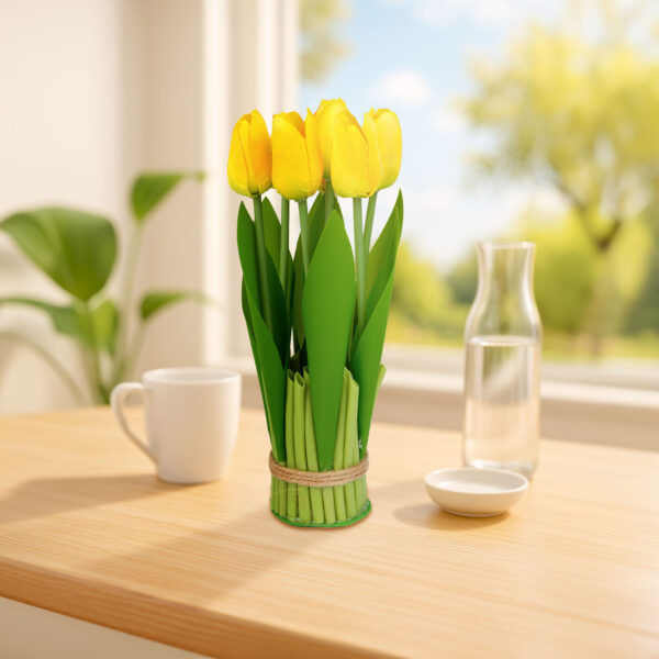 Műnövény dekoráció – tulipán – sárga – 26 x 6,5 cm  11897B Háztartási kisgépek