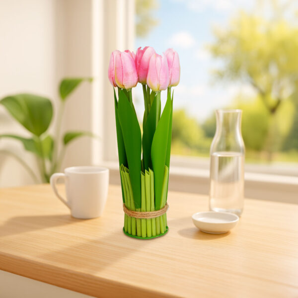 Műnövény dekoráció – tulipán – rózsaszín – 26 x 6,5 cm  11897C Háztartási kisgépek