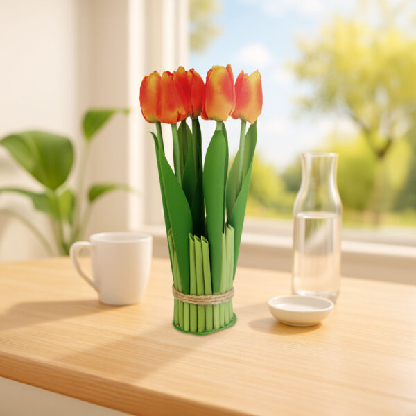 Műnövény dekoráció – tulipán – narancssárga – 26 x 6,5 cm  11897D Háztartási kisgépek