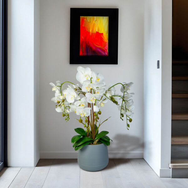 Műnövény dekoráció – orchidea – fehér – 83 cm  11899B Háztartási kisgépek