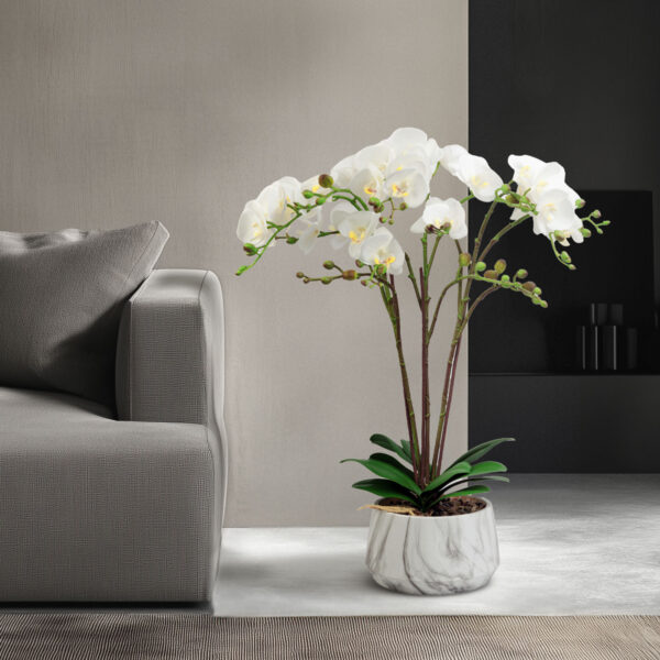 Műnövény dekoráció – orchidea – fehér – 58 cm  11900B Háztartási kisgépek