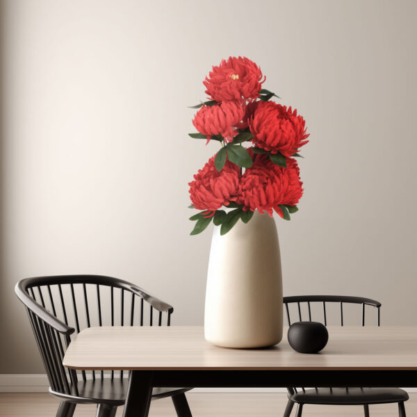 Műnövény dekoráció – krizantém – piros – 12 x 58 cm  11912C Háztartási kisgépek