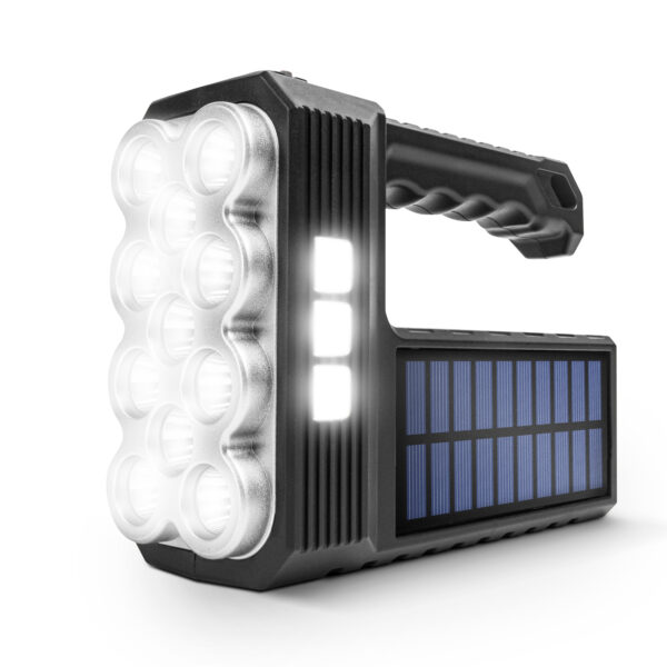 Szolár COB LED zseblámpa – munkalámpa funkcióval – 1200 mAh – MicroUSB – 1000 lumen – IP55  18581 Zseblámpa