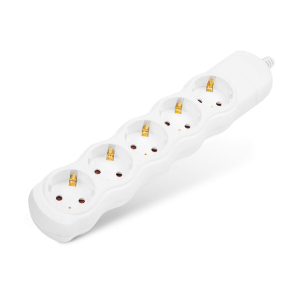 Kültéri elosztó fedéllel – 1,5 m – 5 x 230V – 3 x 1,5 mm2, gumi  – IP44  20223E Elosztók és hosszabbítók